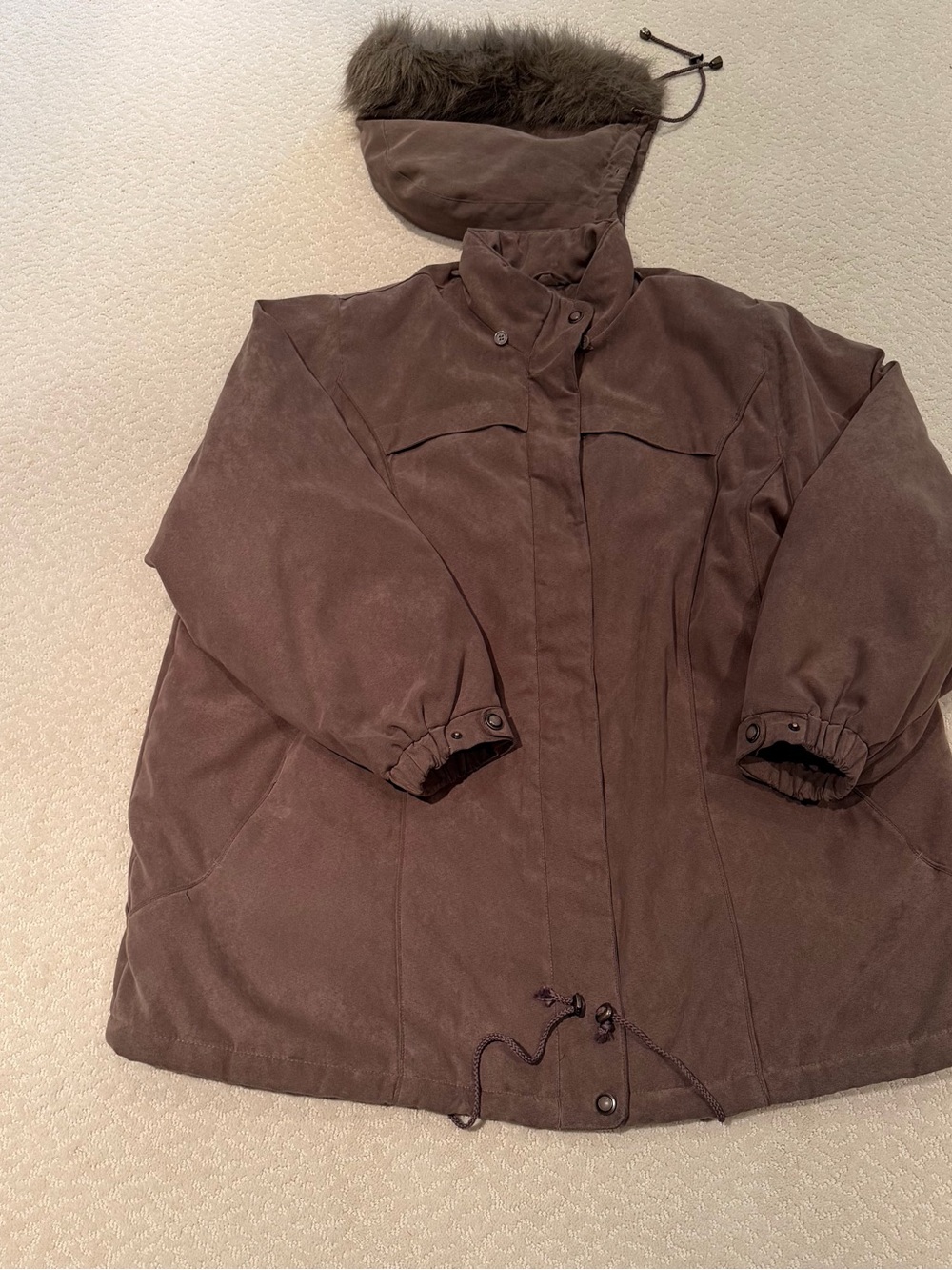 St.John’s Bay Women’s 3X Brown/Taupe Hooded Parka Coat Thermo Lite